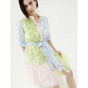 Marella dress Senegal Blue, Pink Green Mixed Media Mini Shirt One Size Fits Most